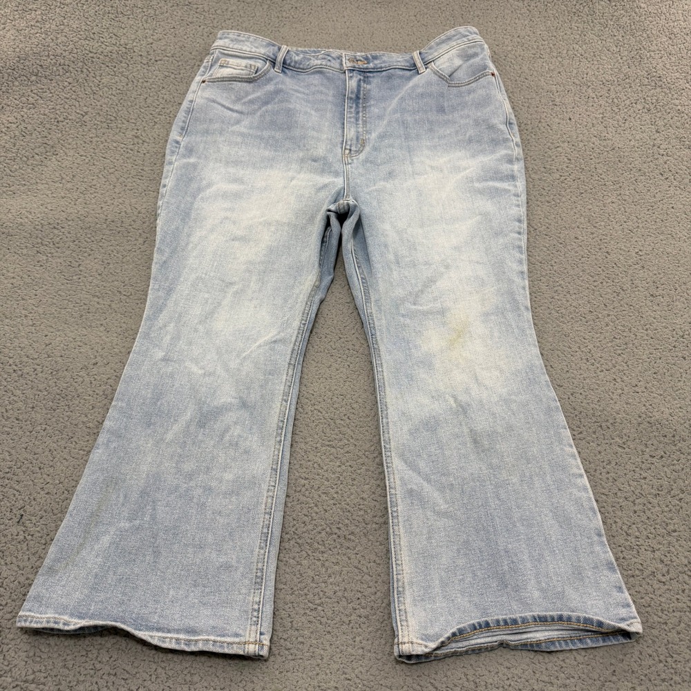 Old Navy Jeans Womens 18 Petite Extra High-Rise Flare Light Wash Blue Denim - Picture 1 of 14